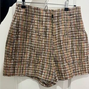Sandro Tweed Beige Multicolor tweed shorts with zipper